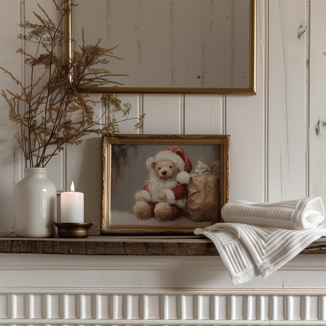 Christmas Teddy Bear Holiday Art Print, Vintage - Image 4