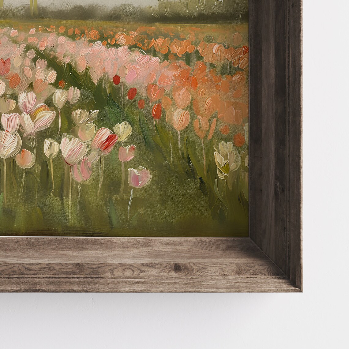 Tulip Field Spring Art Print, Pastel Meadow Landscape - Image 2