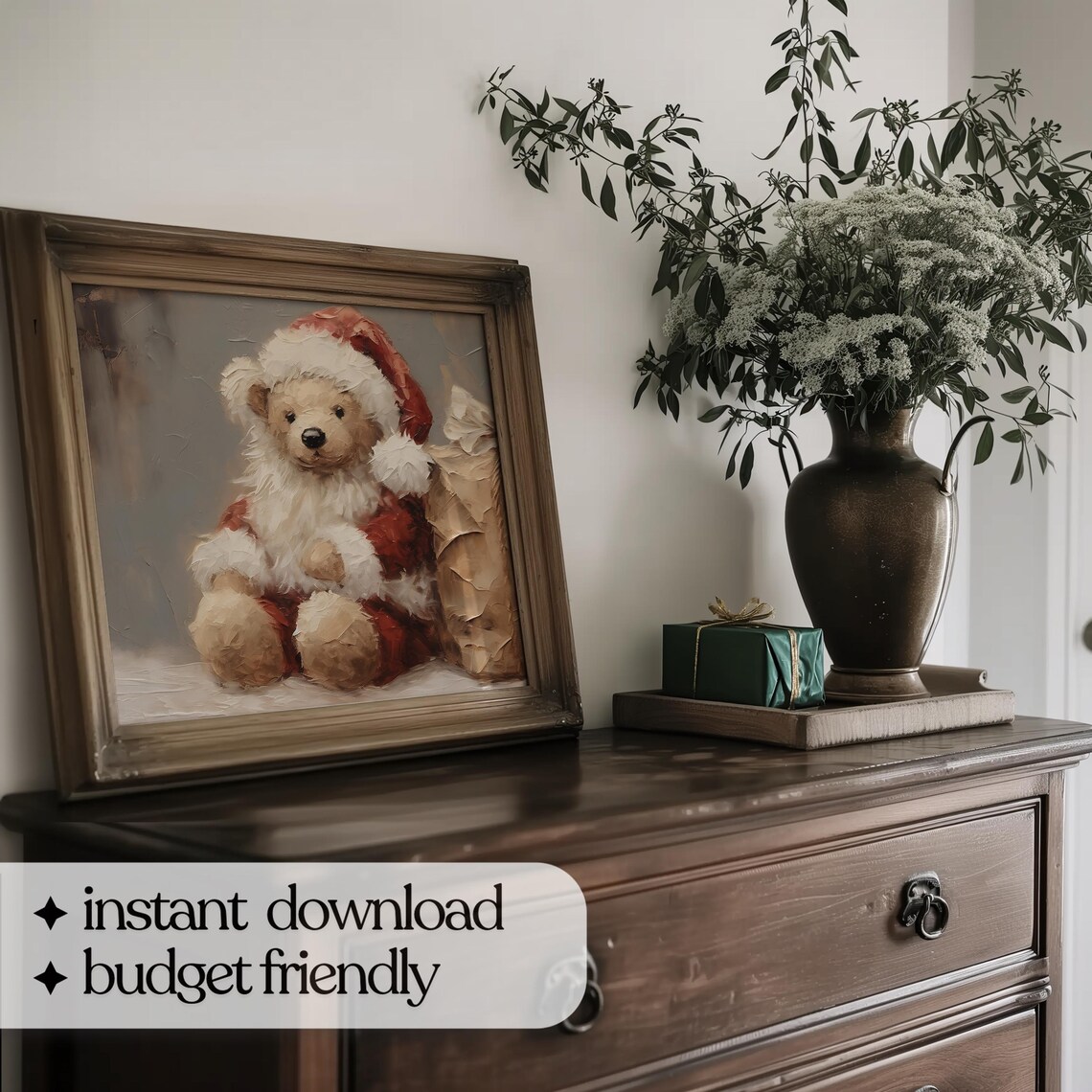 Christmas Teddy Bear Holiday Art Print, Vintage - Image 5