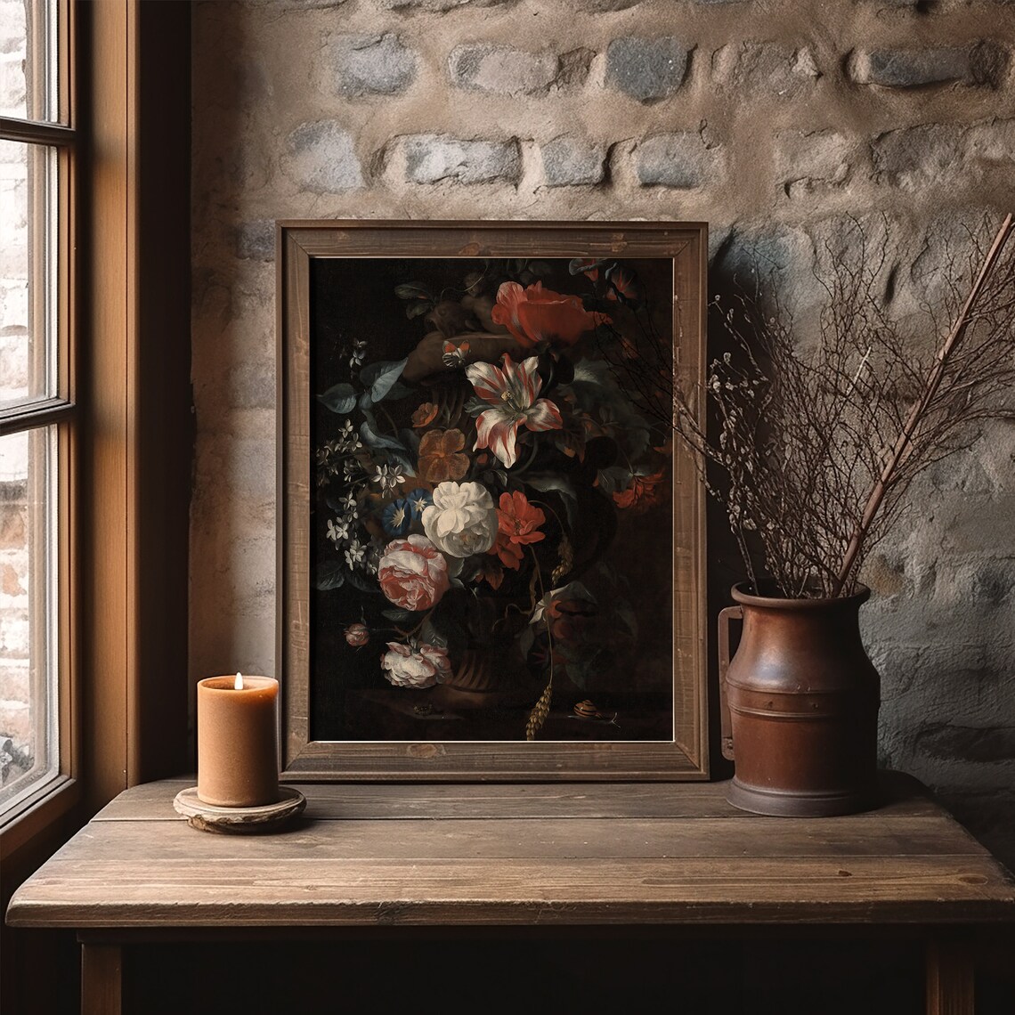 Dark Floral Print Art Print, Vintage Home Decor - Image 5