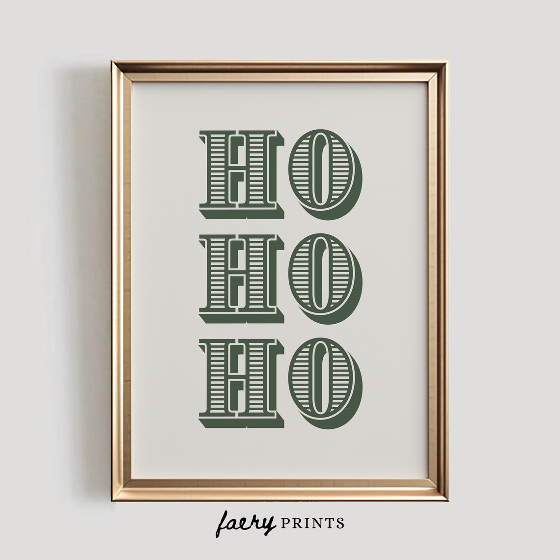 Ho Ho Ho Retro Christmas Typography Art Print