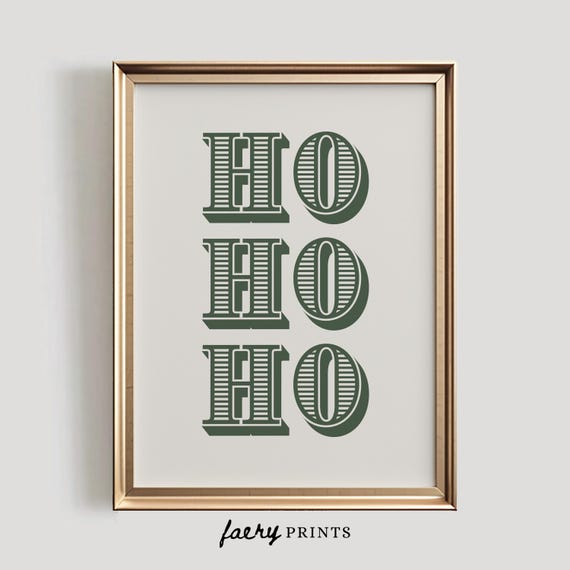 Ho Ho Ho Retro Christmas Typography Art Print