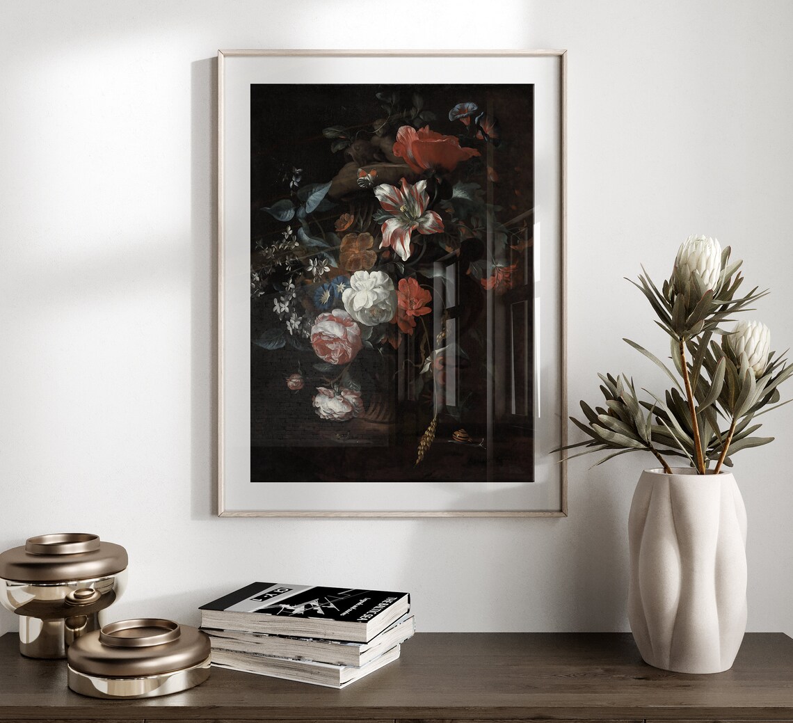 Dark Floral Print Art Print, Vintage Home Decor - Image 4