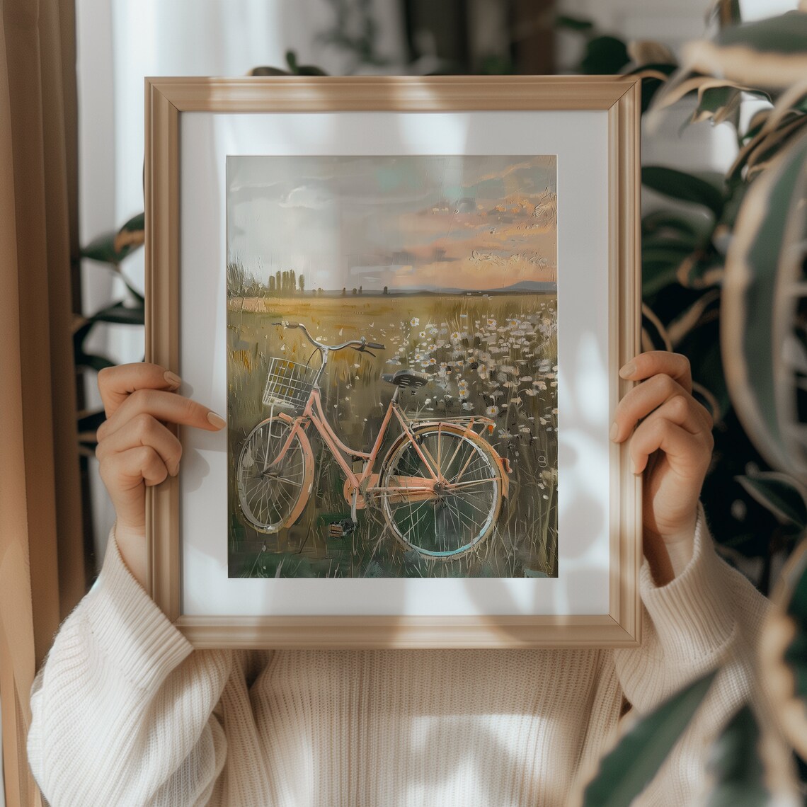 Vintage Pink Bicycle Poster, Countryside Farmhouse Decor - Image 4
