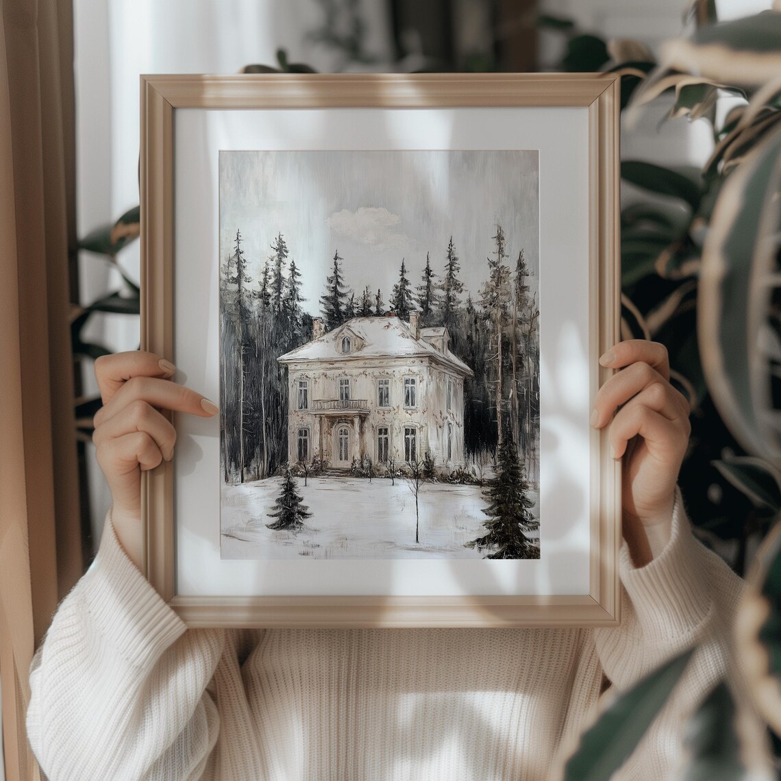 Winter House Art Print, Vintage Winter Home Decor - Image 3