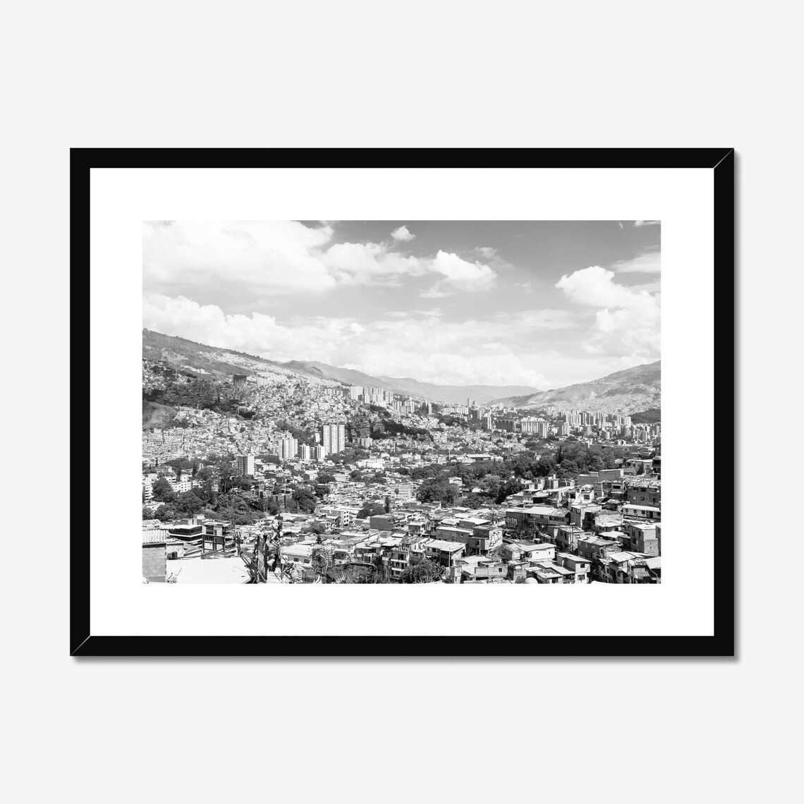 Medellin Colombia Black And White, Comuna 13 Art Print