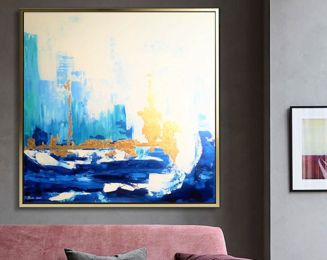 Blue Skyline Abstract Art Print, Contemporary - Image 5