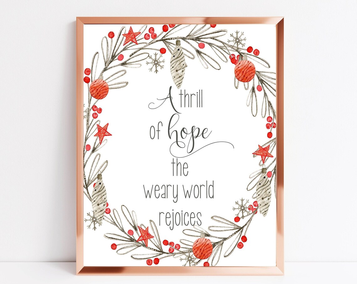 A Thrill of Hope Ornament Wreath Christmas Lyric Holiday Wall Art