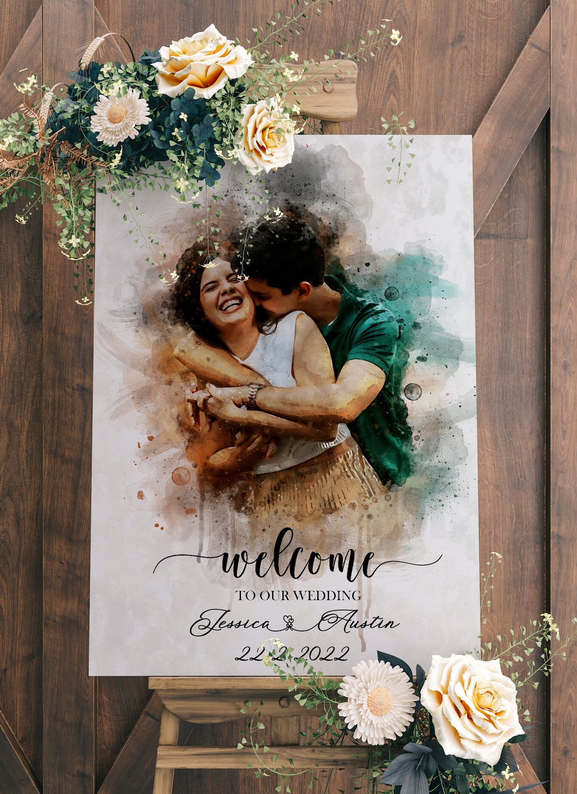Wedding Welcome Sign, Watercolor Wedding Decor - Image 3