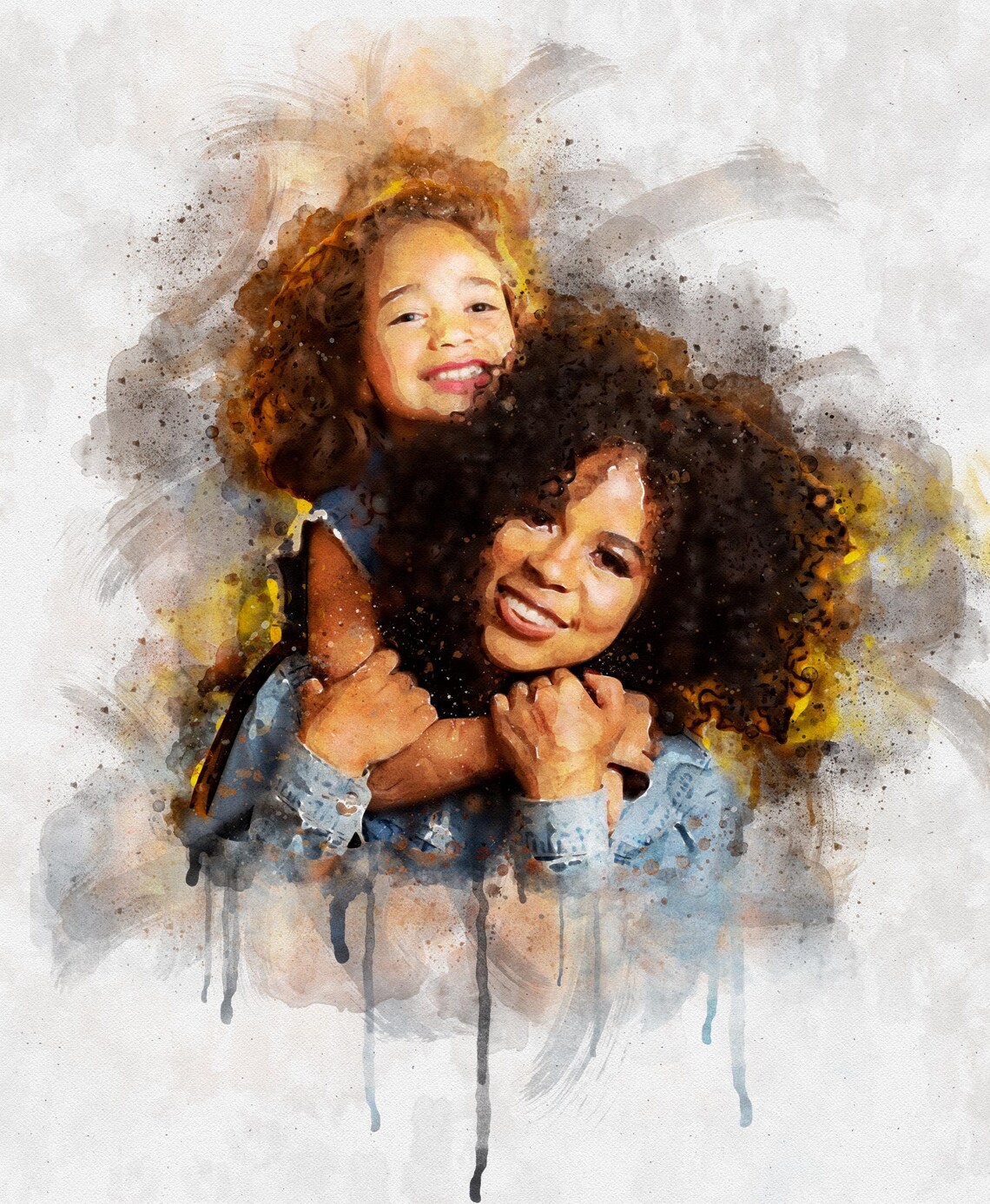 Personalised Art For Sister Auntie Mum Daughter Family Illustration Watercolour Portrait For Mum Dad Brother Uncle Unique Birthday Gift - Image 2