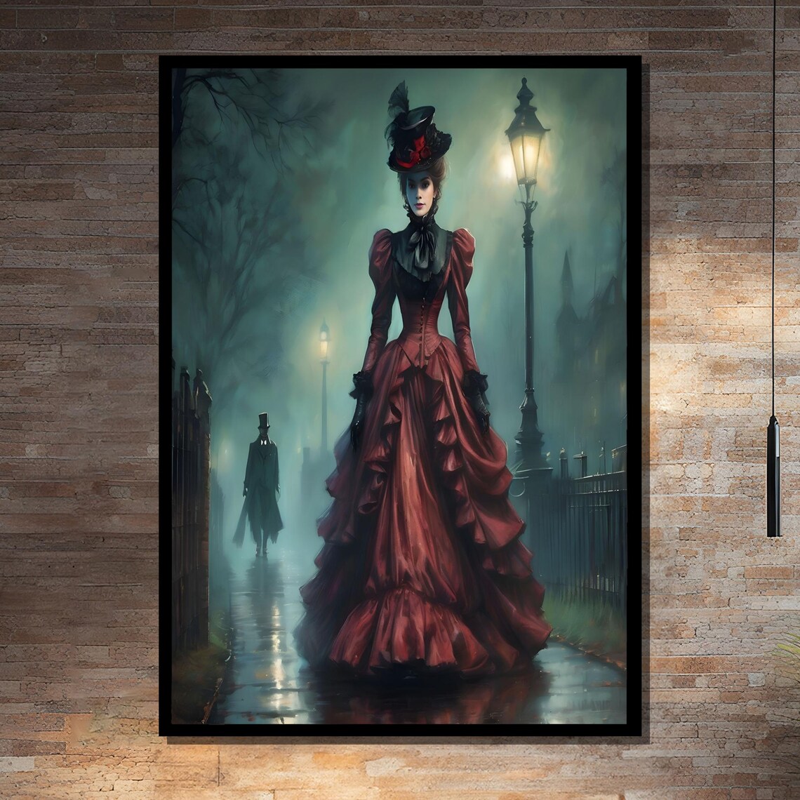 Gothic Victorian Lady In Red Dress, Bedroom Decor