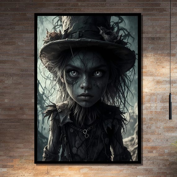 Dark Enchanted Forest Child Portrait Framed Or Unframed Art Print For Gothic Bedroom Wall Decor