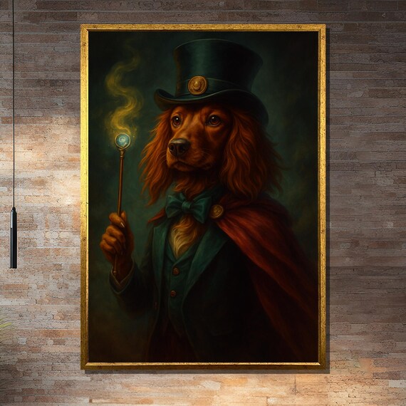 Wizard Dog In Cape And Hat Art Print