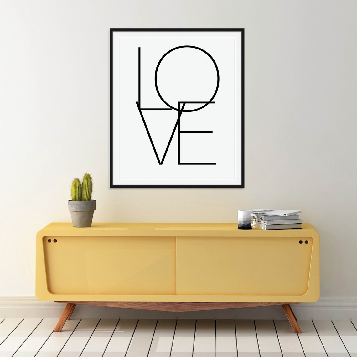 Love Geometric Thin Line Art Modern Minimalist Typography Poster - Image 2