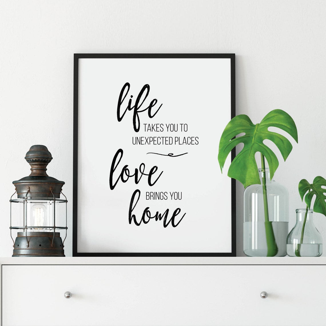 Life Takes You To Unexpected Places Love Brings You Home Travel Poster Love Wall Art Inspirational Quotes Love Poster - Image 2