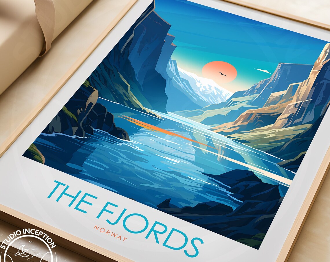 The Norwegian Fjords Travel Art Print, Scandinavia - Image 3