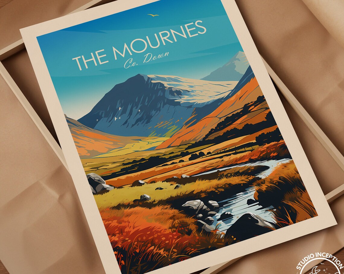 The Mournes County Down Northern Ireland Mountain Stream Travel Poster - Image 3