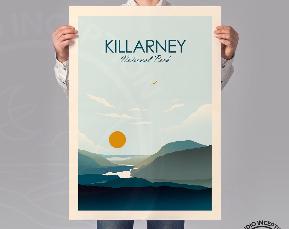Killarney National Park Ireland Lakes Sunrise Vintage Travel Poster - Image 3