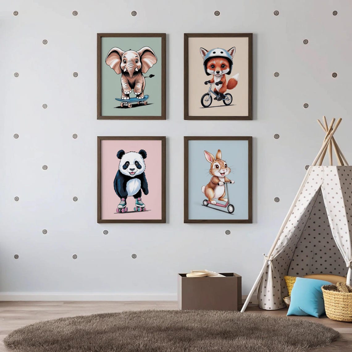 Baby Animal Wall Art Set, Pastel Nursery Prints - Image 2