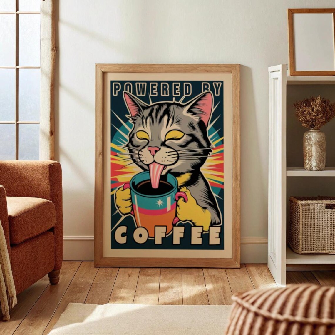 Cute Cat Coffee Poster, Retro Kitchen Decor - Image 3
