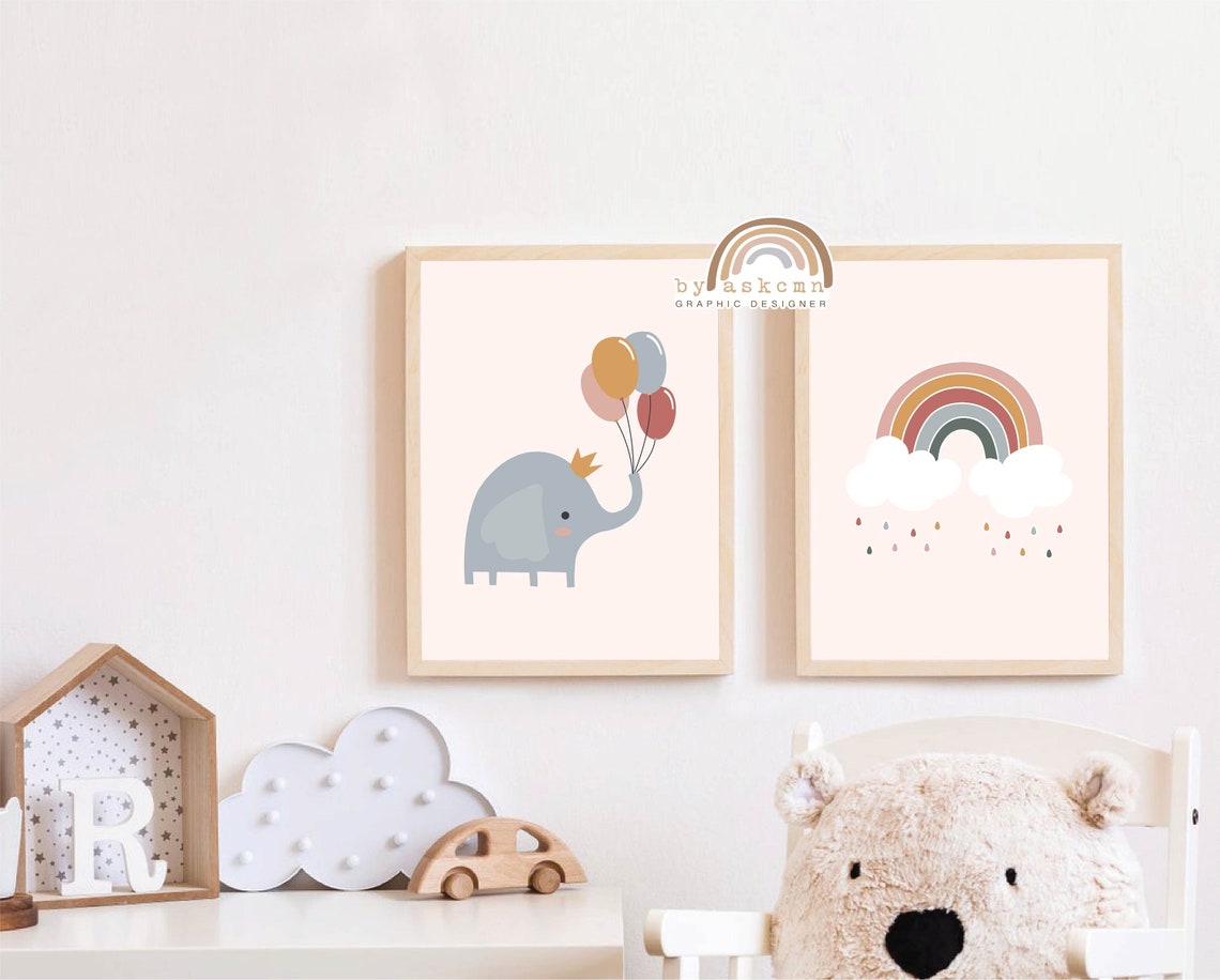 Living Room Art Print Rainbow Wall Decor Print Baby Room Poster Boho Wall Art Quote Poster Instant Neutral Rainbow - Image 2