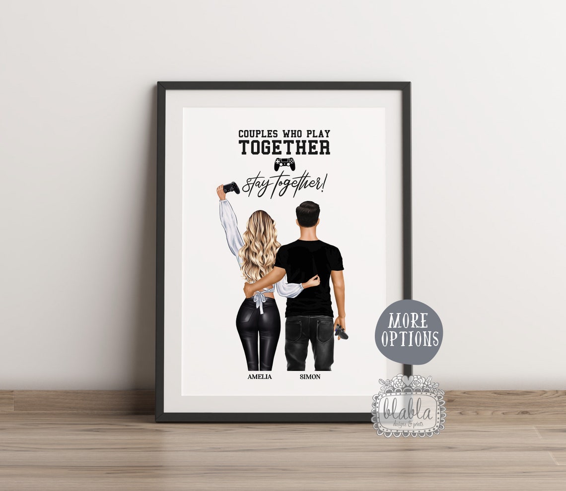 Personalised Level 25 Complete Gamer Couple Anniversary Gaming Poster - Image 2
