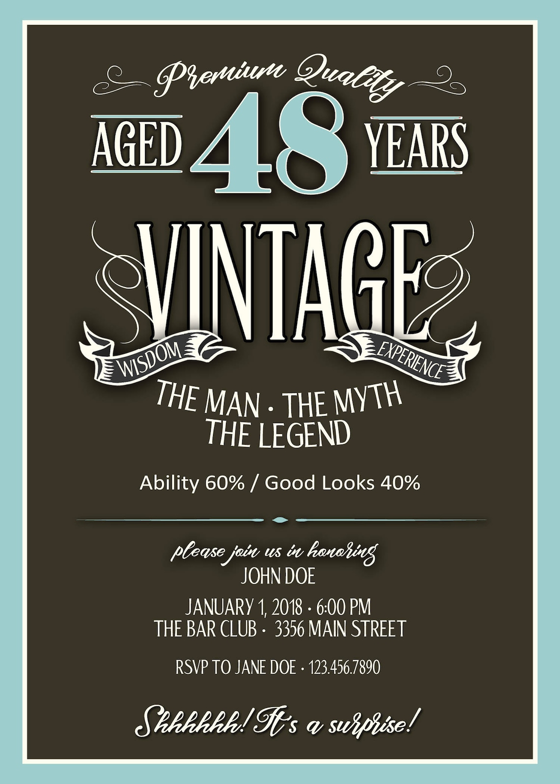 50th Birthday Whiskey Label, Aged To Perfection - Image 2