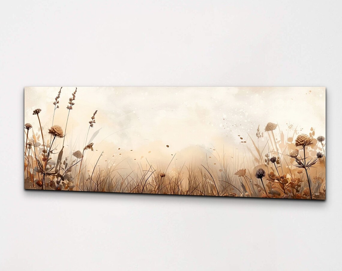 Dried Wildflowers Sepia Botanical Minimalist Neutral Art Poster