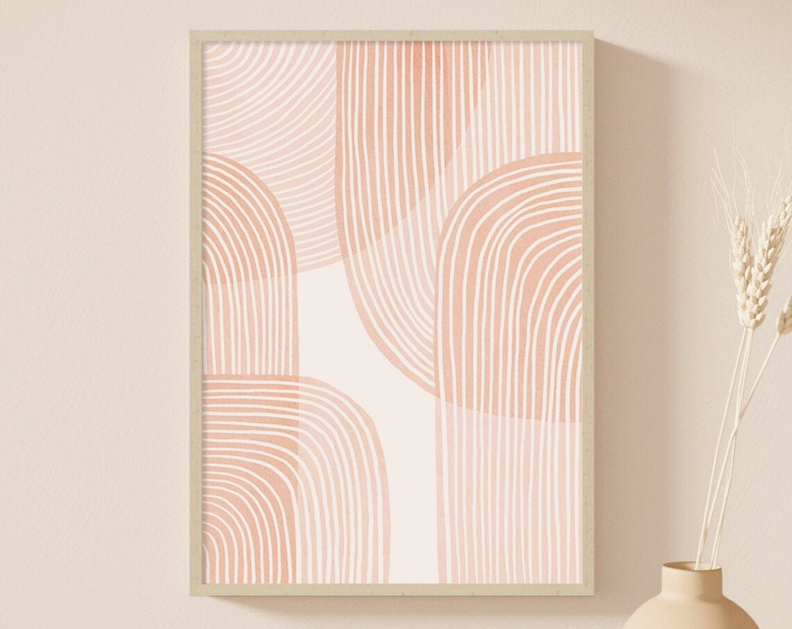 Geometric Watercolor Abstract, Neutral Boho Art Print - Image 3