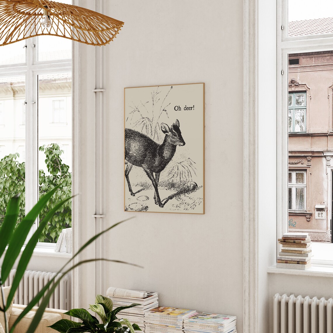 Oh Deer Funny Vintage Deer Pun Illustration Woodland Art Poster - Image 3