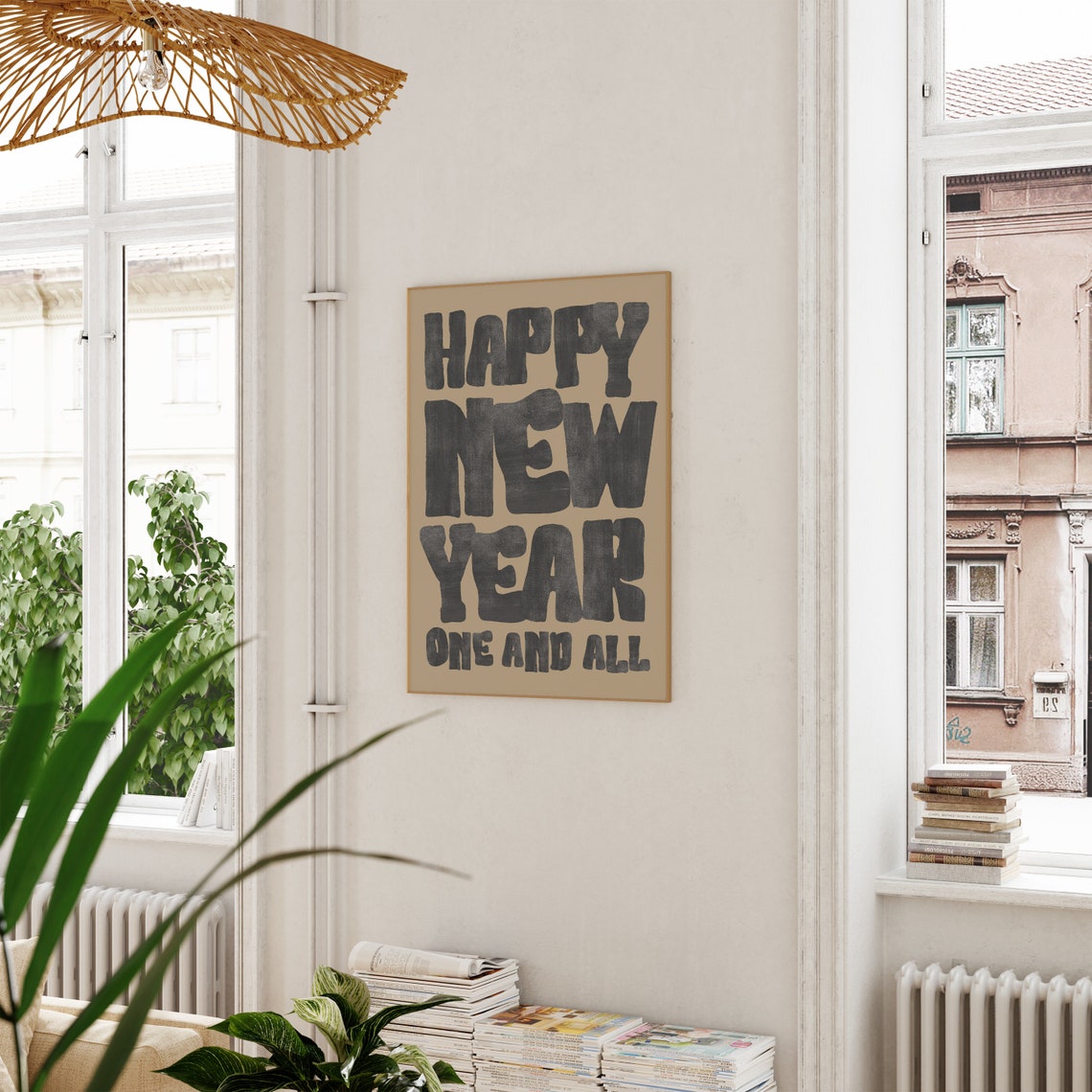 Happy New Year One and All Bold Black Brush Type Quote Poster - Image 2
