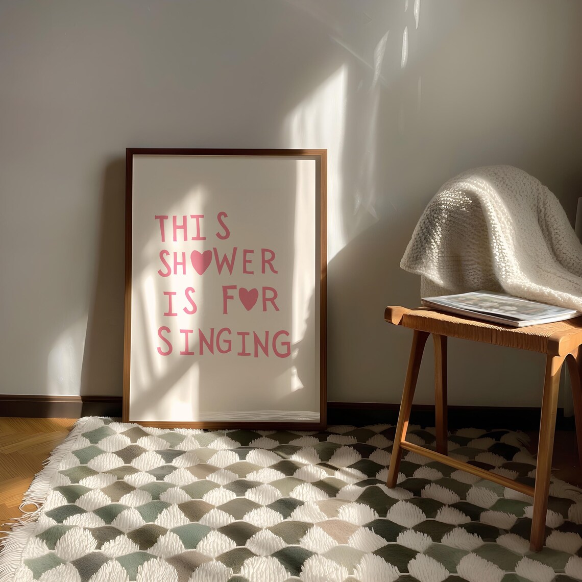 This Shower Is For Singing Minimalist Heart Print - Image 3