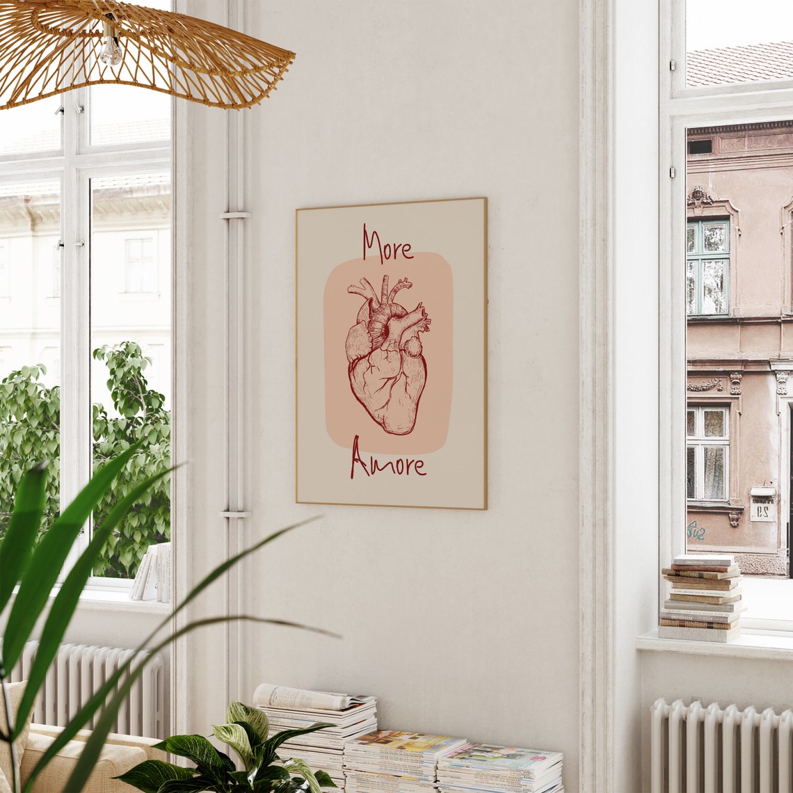 More Amore Anatomical Heart Sketch Romantic Pink Decor Poster - Image 3
