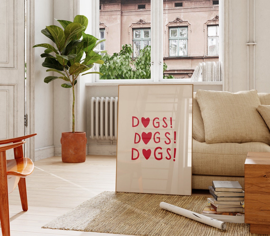 Playful Red Heart Dogs Typography Funny Dog Owner Gift Poster - Image 4