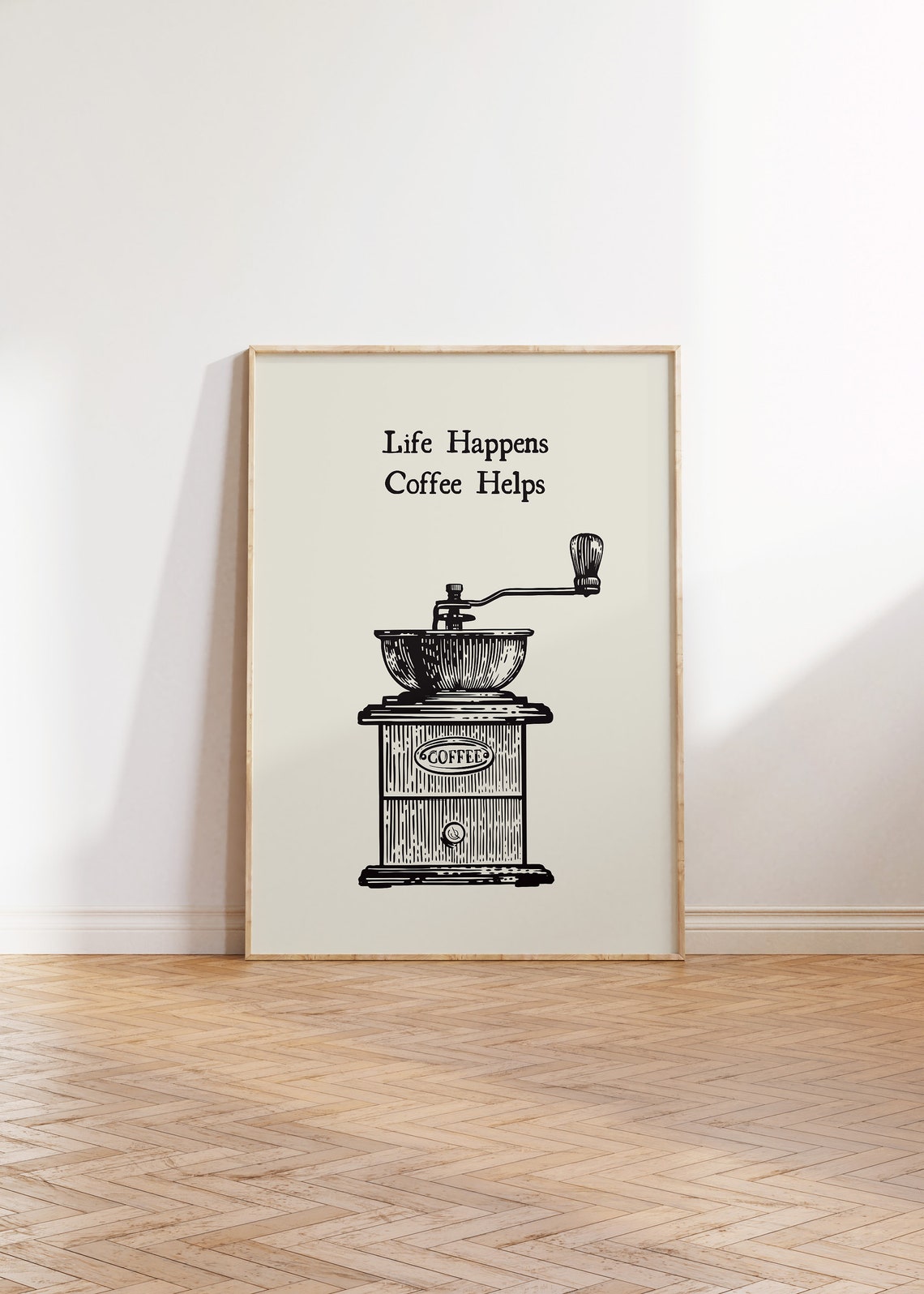Life Happens Coffee Helps Vintage Hand Coffee Grinder Art Print - Image 3