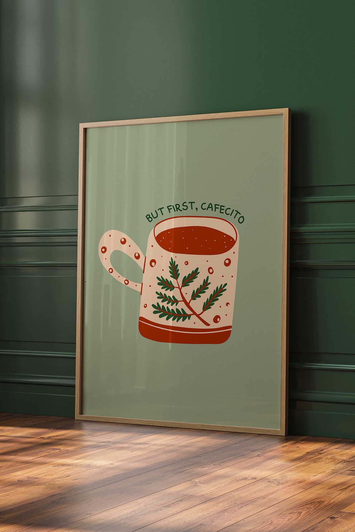 But First Cafecito Christmas Coffee Mug Festive Kitchen Decor Poster - Image 2