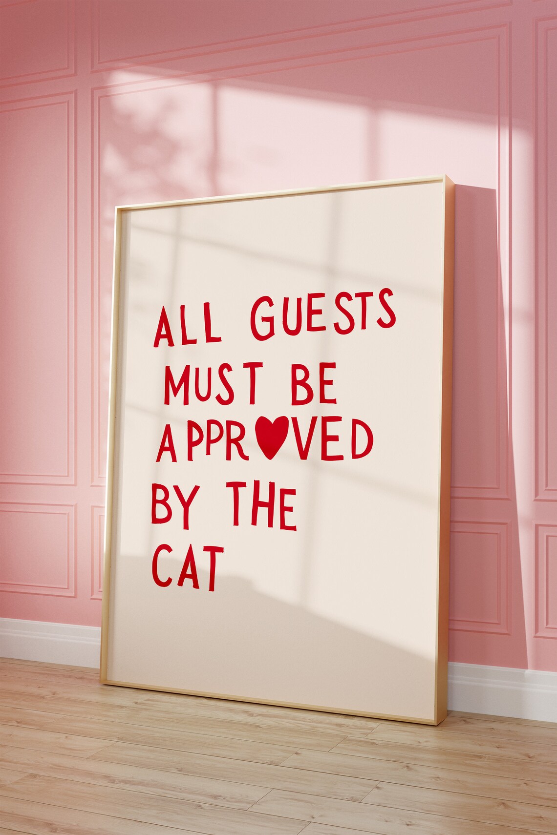 Funny Cat Print, Minimalist Heart Decor Poster - Image 2