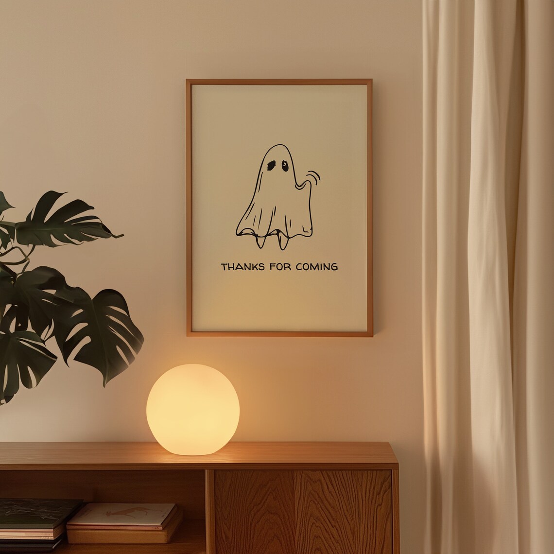 Thanks For Coming Ghost Wall Art, Neutral Halloween - Image 2