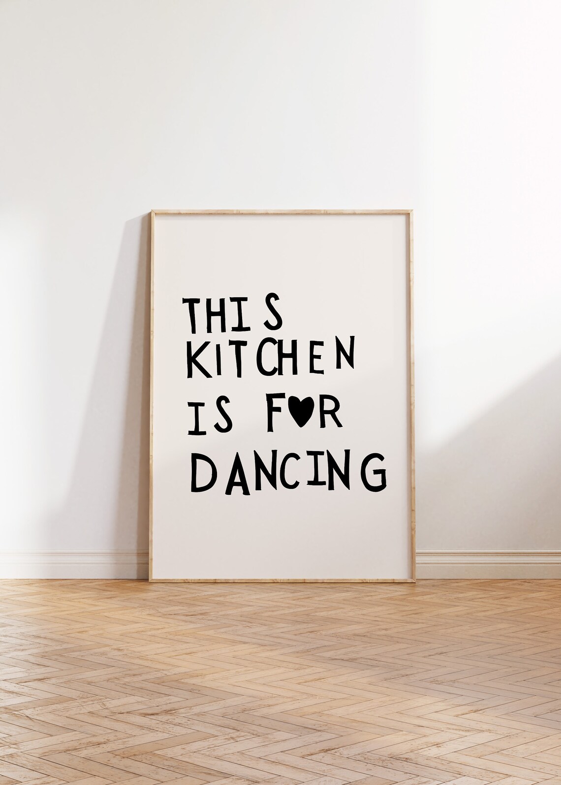 Cute Dance Art Black Minimalist Heart Kitchen Print - Image 3