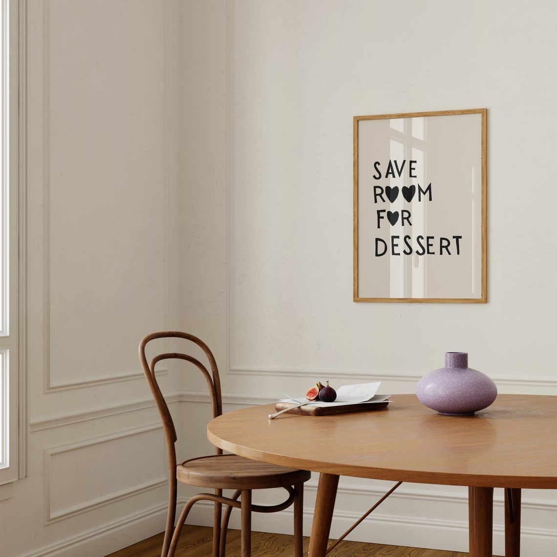 Save Room for Dessert Heart Lettering Minimalist Kitchen Quote Poster - Image 2