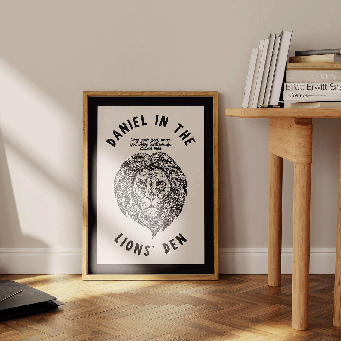 Daniel In The Lions' Den Stippled Lion Bible Verse Art Poster - Image 3