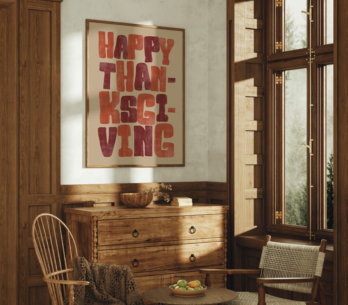 Happy Thanksgiving Retro Typography Art Print - Image 3