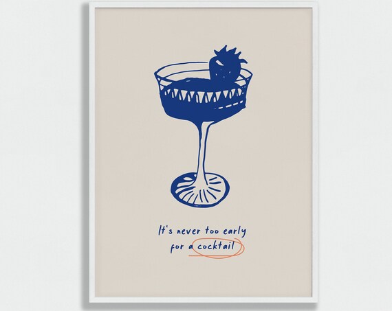 Cocktail Bar Cosmo Art Print, Vintage Kitchen Decor