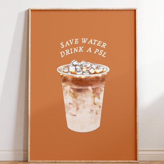 Pumpkin Spice Latte Print Fall Kitchen Wall Art Cute Autumn Decor Trendy Coffee Bar Print Funny Autumn Wall Art 1 Print