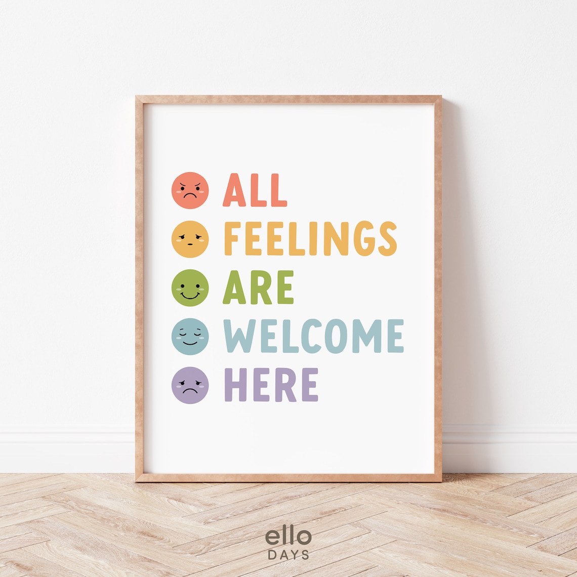 All Feelings Welcome Here Emotions Chart Art Print - Image 2