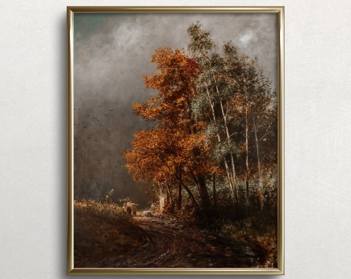 Autumn Trees Vintage Oil Painting Art Print