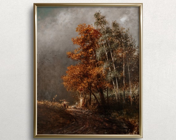 Autumn Trees Vintage Oil Painting Art Print