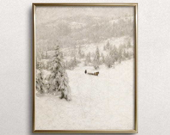 Christmas Tree Cutting, White Winter Art Print