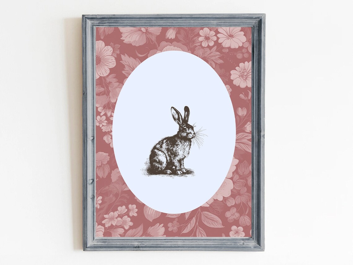 Rabbit Vintage Print, Bunny Nursery Decor