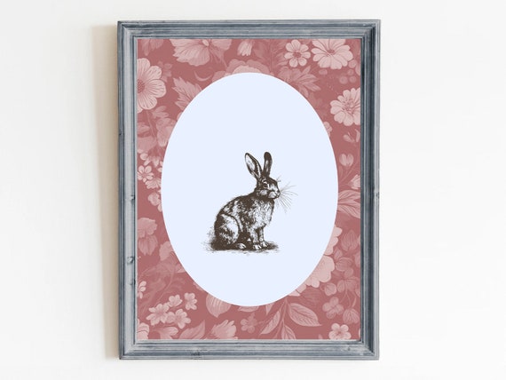 Rabbit Vintage Print, Bunny Nursery Decor